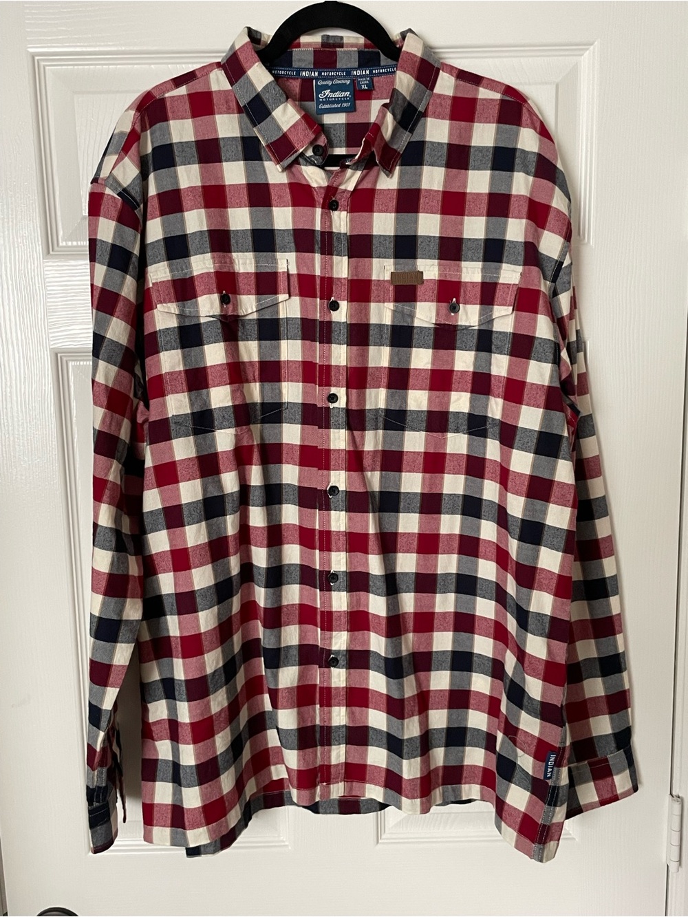 INDIAN MOTORCYCLE Mens Plaid Flannel Long-Sleeve Shirt - Size XL